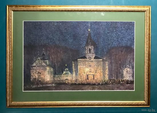 Казаков Б.И "Пасха", 1994г. Размер 71,5х51,5 см с рамой и паспарту.