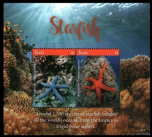 2018 Тувалу 2389-2390/B269 Морская фауна - Морские звезды 11,00 евро