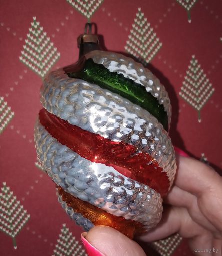 Ёлочная игрушка бугристое тонкое стекло ГДР