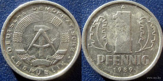 ГДР. 1 пфенниг 1989  года.