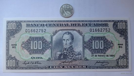 Werty71 Эквадор 100 сукре 1994 UNC банкнота