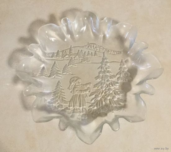 Тарелка Рождество из хрустального стекла Walther Glas,Германия