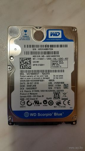 Жесткий диск для ноутбука Western Digital Scorpio Blue 160 Gb