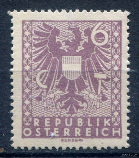 Австрия, оккупация, Советская зона - 1945г. - герб, 6 Ptg - 1 марка - MH, погнут уголок. Без МЦ!