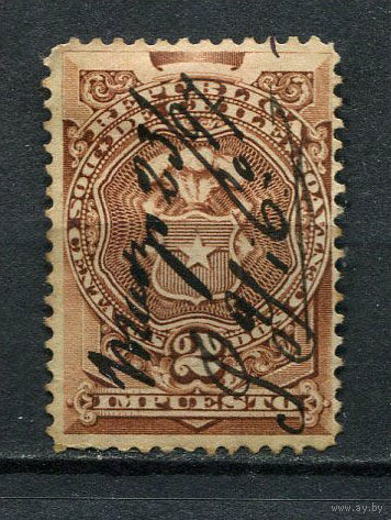 Чили - 1880 - Герб 2С. Stempelmarken - (гашеная пером) - [Mi.2st] - 1 марка. Гашеная.  (Лот 76Gx)-T4P26