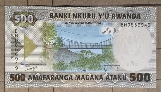 Руанда 500 франков 2019 г.,