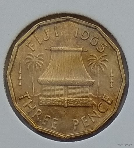Фиджи 3 пенса 1965 г. В холдере