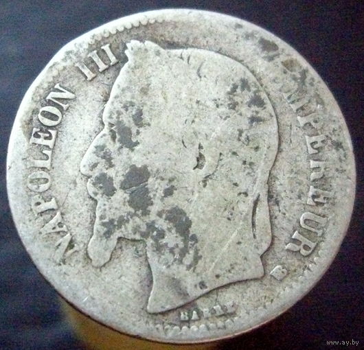 1 франк периода 1866,1867,1868,1869,1870 (3) серебро