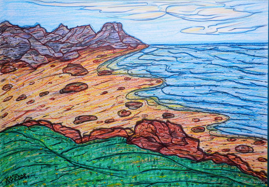 Где-то у моря. Далеко и близко, пастель, бумага,  2008, Котов Олег