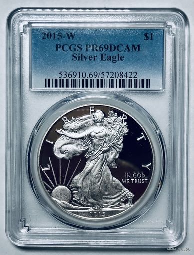 1 доллар 2015 США pr 69 dcam шагающая свобода - исполнение! Унцовка серебра!