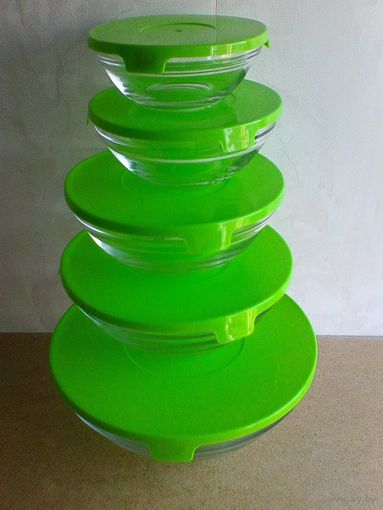 Набор Салатников Стеклянных с Крышками в Упаковке.