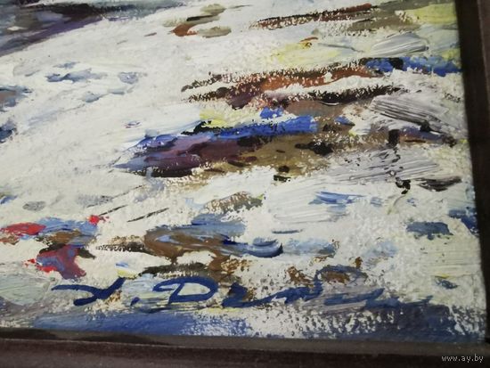 Картина "Зимний этюд", автор Дзюбак, масло