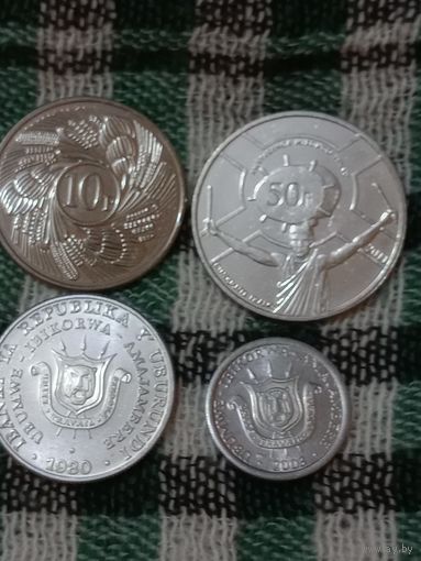 Бурунди набор 4 шт.1,5,10,50 франков unc.