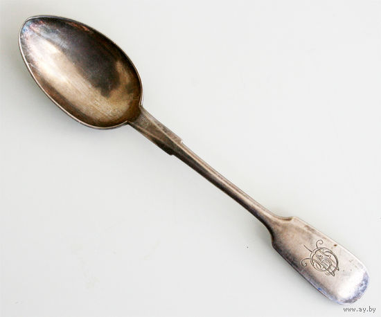 Ложка чайная серебряная 84 пробы с монограммой "МО", Россия, Москва, 1908 г.