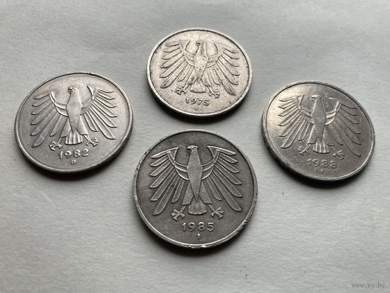Германия ФРГ 5 марок 1975J, 85J, 82D