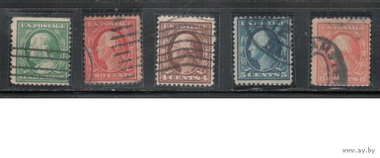 США-1910, (Скотт.374-379), гаш. , Стандарт, Президенты,