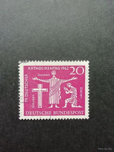 ФРГ 1962 Марка "79-ый День немецких католиков" (гашеная без клея) Мi.381 каталог 0.60 евро