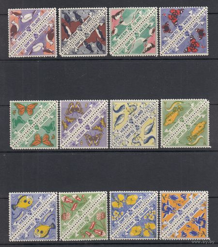 Бабочки Рыбы Цветы Птицы Фауна Флора 1954 Остров Херм MNH полная серия 12 м зуб Пары Лот