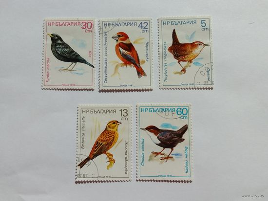 Марки Болгария  Певчие птицы -1987г.- 5шт
