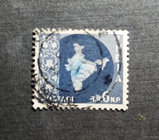 Марка Индия 1957 год Карта