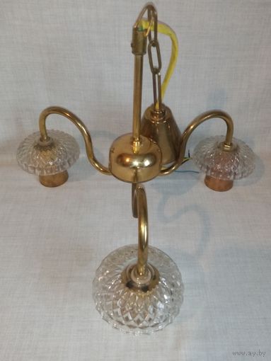 Основа люстры Чехословакия на 3 лампочки латунь