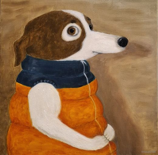 Картина маслом "Зимний дозор" 40х40см