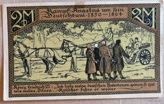 Германия 2 марки 1920 г., без даты окончания действия Зёруп /Sоrup/, 1231.2a, UNC, РЕДКАЯ