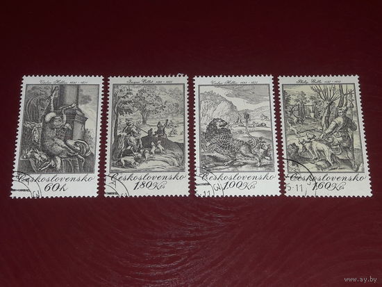Чехословакия 1975 Живопись. Гравюры XVII в. с изображением охотничьих сцен. Полная серия 4 марки