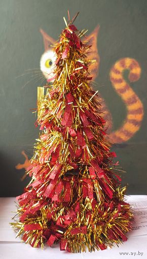 Елочка новогодняя настольная. Высота 26 см. Ёлка мини из мишуры