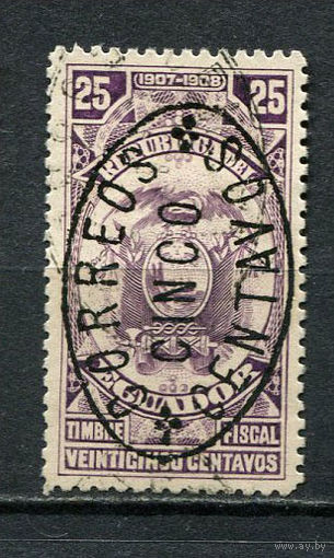 Эквадор - 1909/1910 - Надпечатка CORREOS CINCO CENTAVO на 25С - [Mi.189] - 1 марка. Гашеная.  (Лот 33JC)-TG3P59