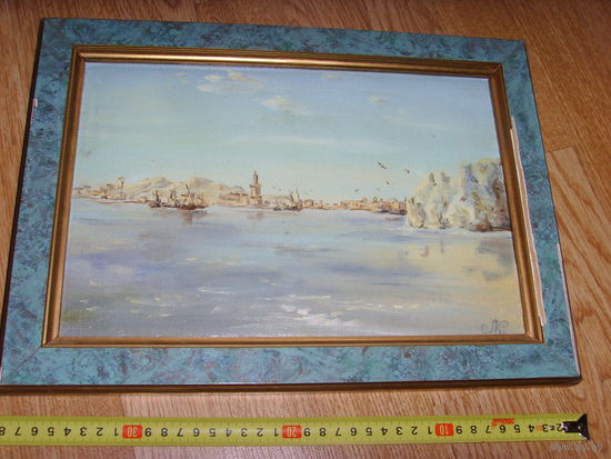 Морской пейзаж . Картина маслом подписная