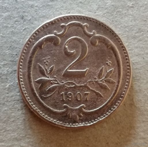 Австрия 2 геллера 1907 год,  KM# 2801