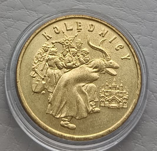 2 злотых 2001 год, UNC-  "Ритуалы Польши - Коляда"