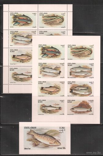 Оман-1972  , ** , Морская Фауна,Рыбы, зуб.+БЗЦ+блок