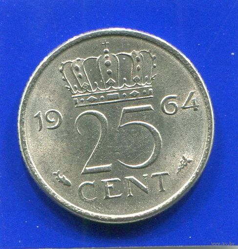 Нидерланды 25 центов 1964