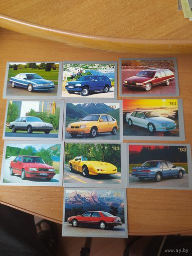 Набор календарей с автомобилями 1993 г. (10 штук)