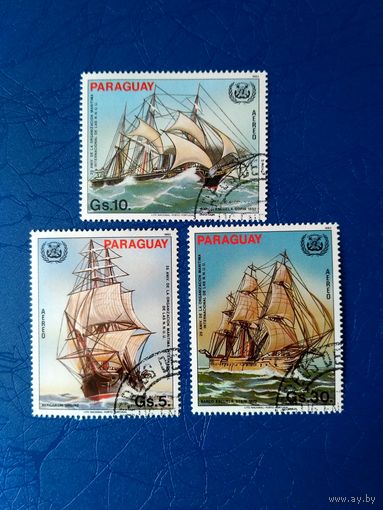 Парагвай. Парусные корабли. Юбилей. 3 марки из серии.  1983 (2)