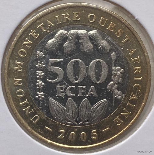 Западная Африка 500 франков 2005 г. В холдере