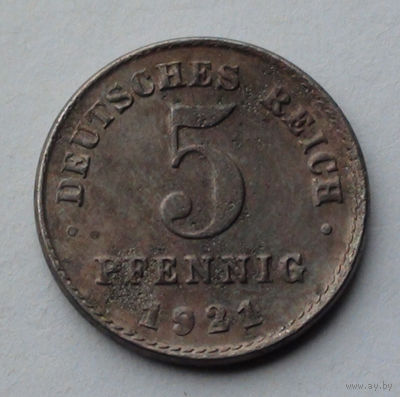 Германия - Германская империя 5 пфеннигов. 1921. D