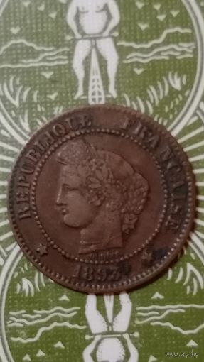 Франция 2 сантима 1893 А