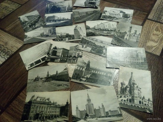 МОСКВА НА ЧЕРНО-БЕЛОМ ФОТО,ИЗДАТЕЛЬСТВО " ИЗОГИЗ "-1962 ГОД (18 ШТУК-ВСЕ ЧИСТЫЕ !!!)