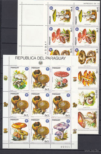 Флора. Грибы. Парагвай. 1985. 1 малый лист и 1 полный лист. Michel N 3845-3851 (90,0 е).