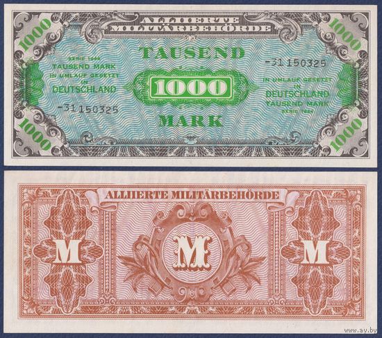 Германия, 1000 марок 1944 г., Р-198a (Союзное командование), UNC-