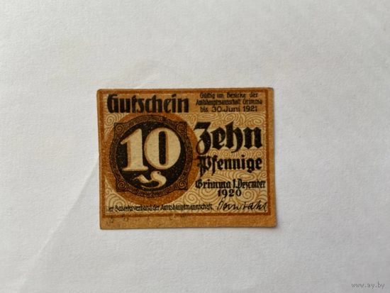 Нотгельд 10 пфеннигов. Веймарская республика - 1602