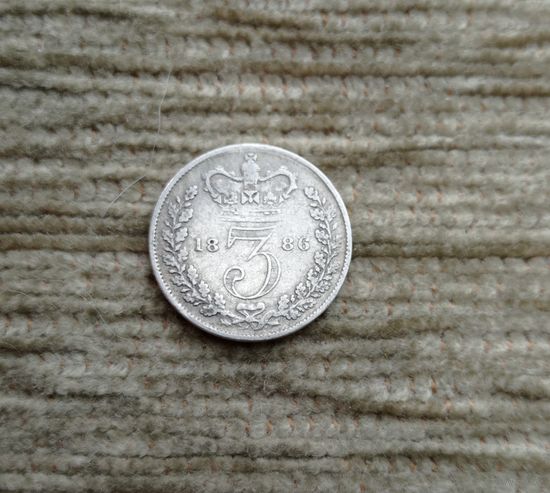 Werty71 Великобритания 3 пенса 1886 Виктория серебро