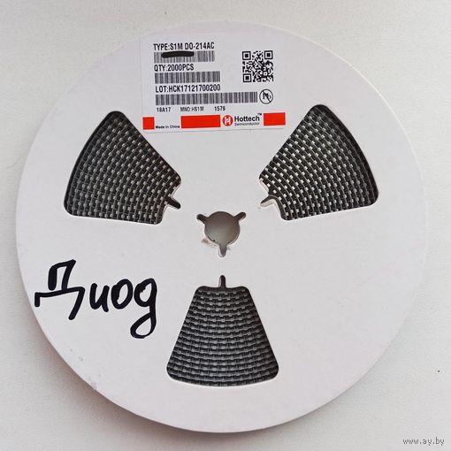 S1M ((Бобина 2000 шт)) 1А 1000В. Диод выпрямительный. Аналоги M7, SMA4007, GS1M. SMA DO-214AC