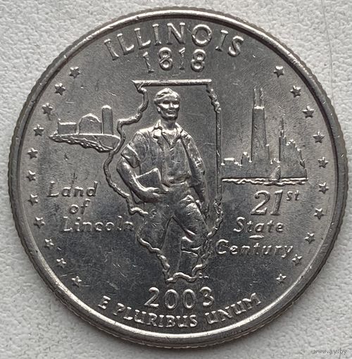 США 25 центов (квотер) 2003 г. P. Штат Иллинойс
