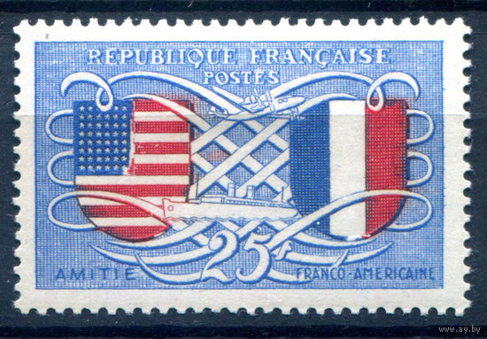 Франция - 1949г. - флаги США и Франции - 1 марка - полная серия, MH [Mi 845]. #2-Fr-51-A-2