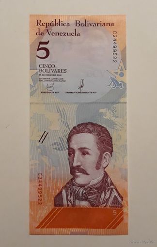 Венесуэла. 5 боливаров 2018 г. UNC.