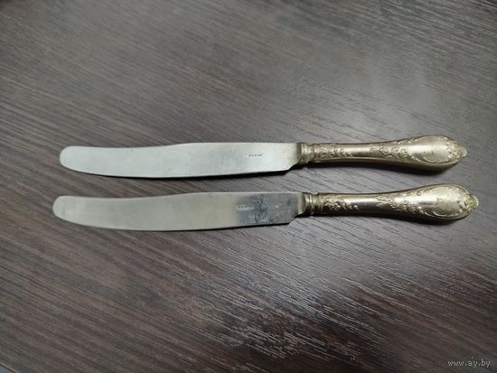 Ножи столовые мельхиор , лезвие из нержавеющей стали , винтажные времен СССР.